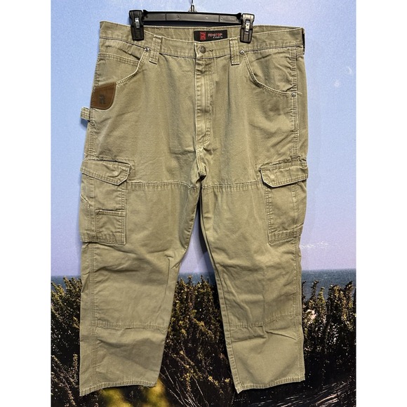 Vintage Wrangler Ripstop Canvas Double Knee Cargo Carpenter Pants‎ 40x32 - Picture 1 of 6